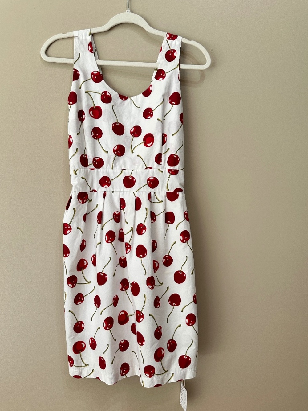 Cotton Cherry Print Vintage Dress Women Spaghetti Strap Backless Summer Dress